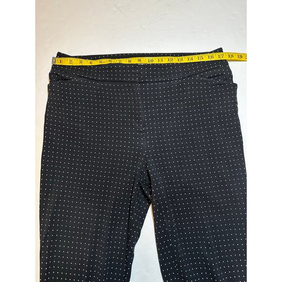 Chico’s Black & White Polka Dot Knit Pants Size 1 US 8 Stretch Front Zipper - Picture 5 of 9